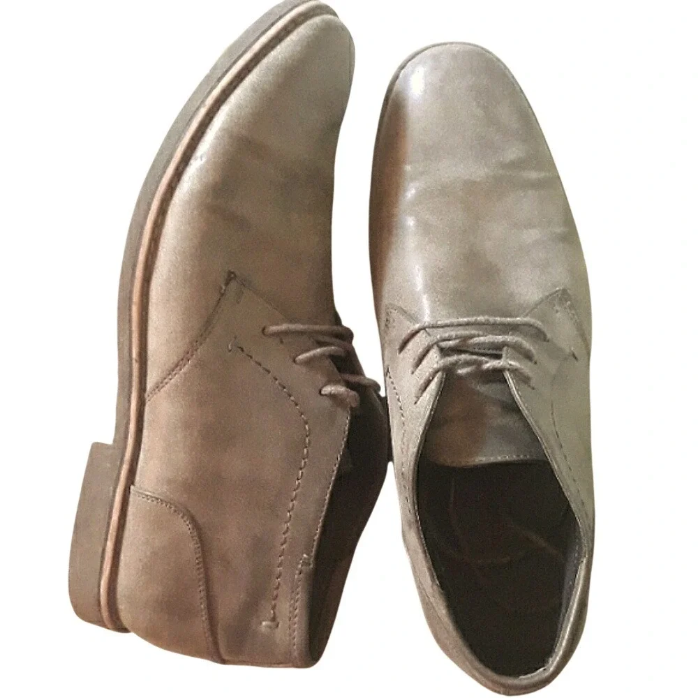 Men's Chukka Desert Boots Taupe Grey Lace‎ Up Shoes